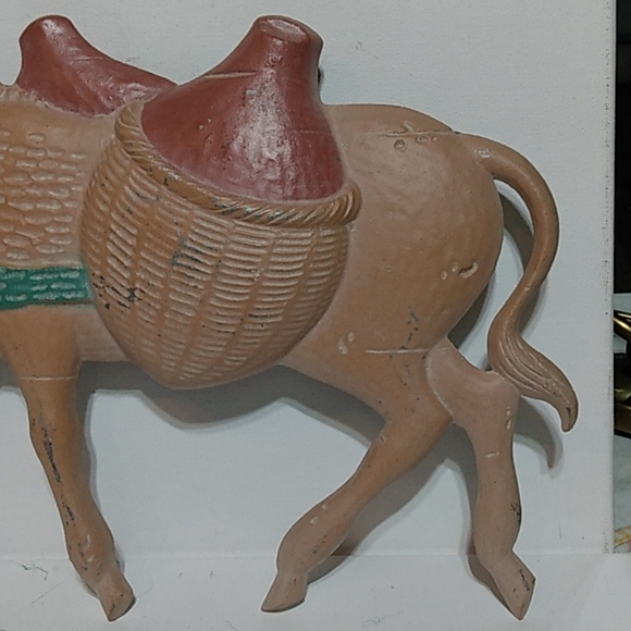 80s Cast aluminum metal southwest man and donkey wall decor - Picture 7 of 13